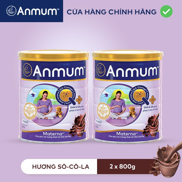 Combo 2 Sữa Bột Anmum Materna Hương Sôcôla (800g/lon)