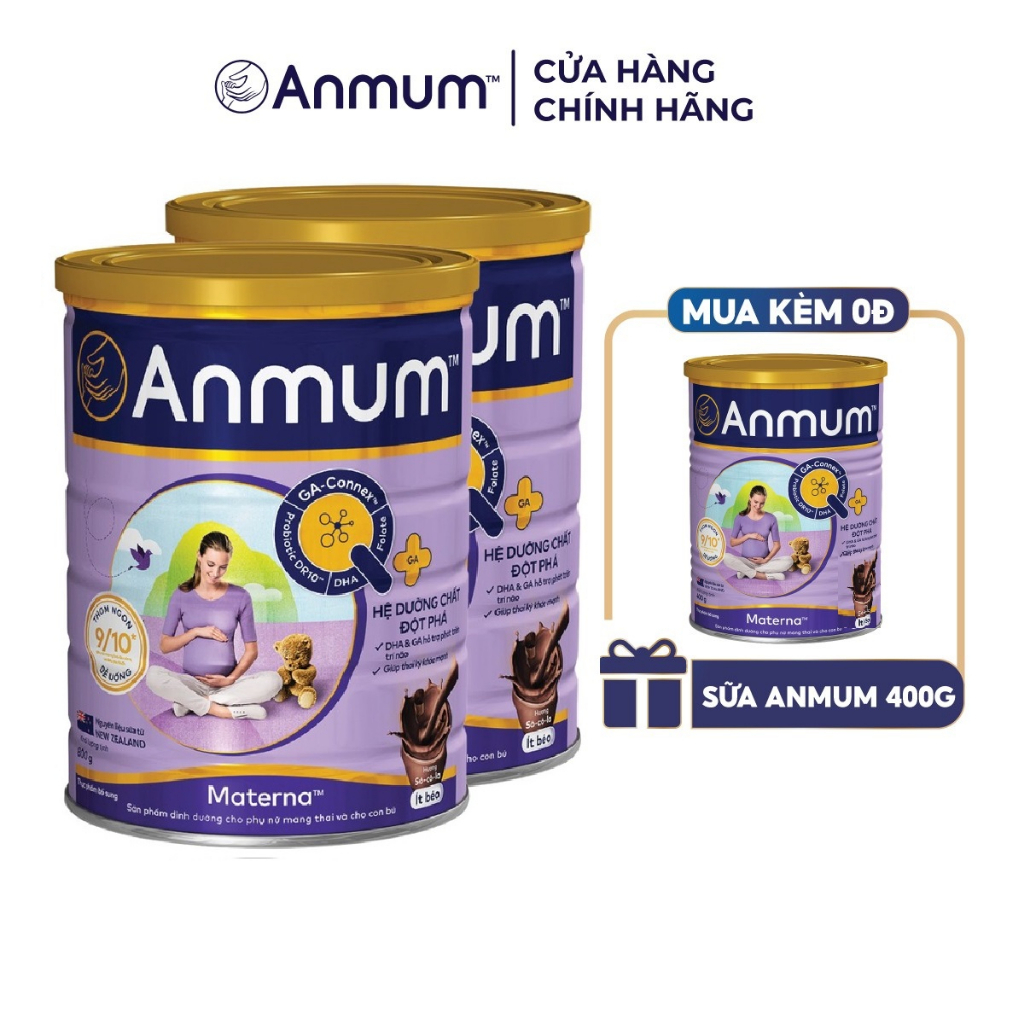 Combo 2 Sữa Bột Anmum Materna Hương Sôcôla 400g lon