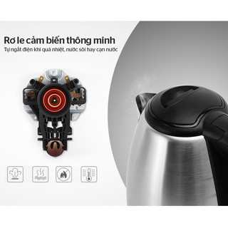 Ấm Siêu Tốc Inox 1.8L- Bình Đun Siêu Tốc Sunhouse