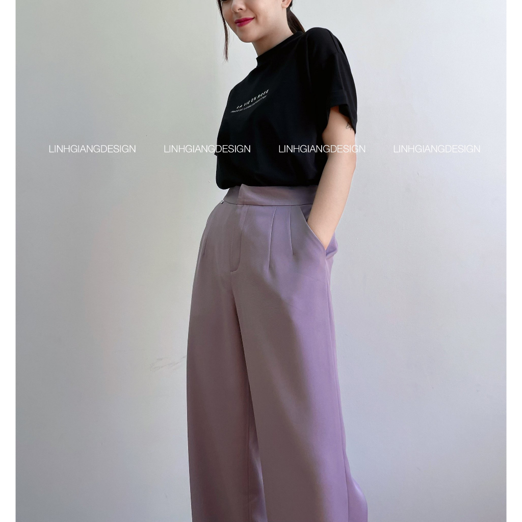 Quần suông khuy gài violet thời trang thiết kế nữ cao cấp