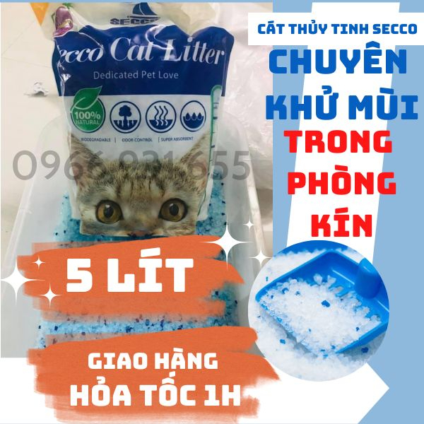 Cát Thuỷ Tinh cho mèo Secco - Chuyên khử mùi trong phòng kín - Thấm Hút Tốt - Tiết kiệm - Giá rẻ