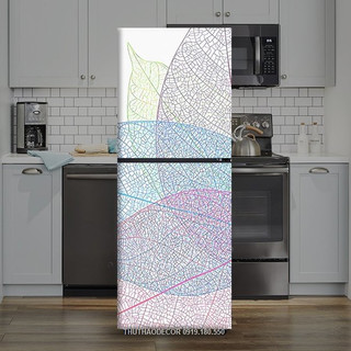 Giấy Decal Dán Tủ Lạnh - Chống thấm nước - VÂN LÁ SẮC MÀU