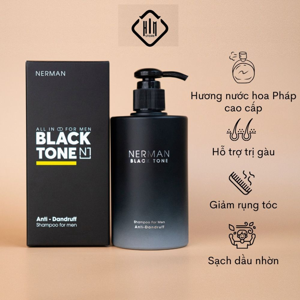 Dầu gội sạch gàu cho nam giới Nerman Black Tone hương nước hoa Pháp dung tích 350ml