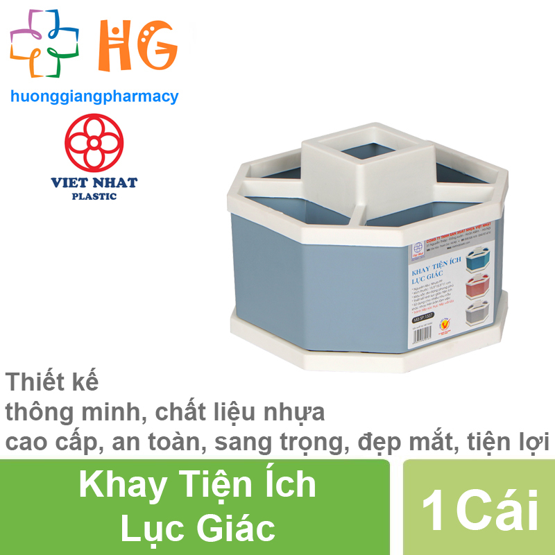 Khay tiện ích lục giác 5 ngăn để bàn nhựa Việt Nhật khay đựng đồ đa năng màu xinh xắn 1337