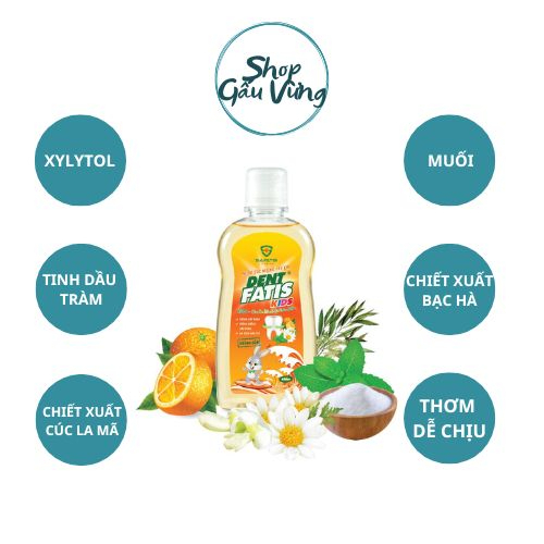 Nước Súc Miệng Trẻ Em Thảo Dược DentFatis Kids 250 ml