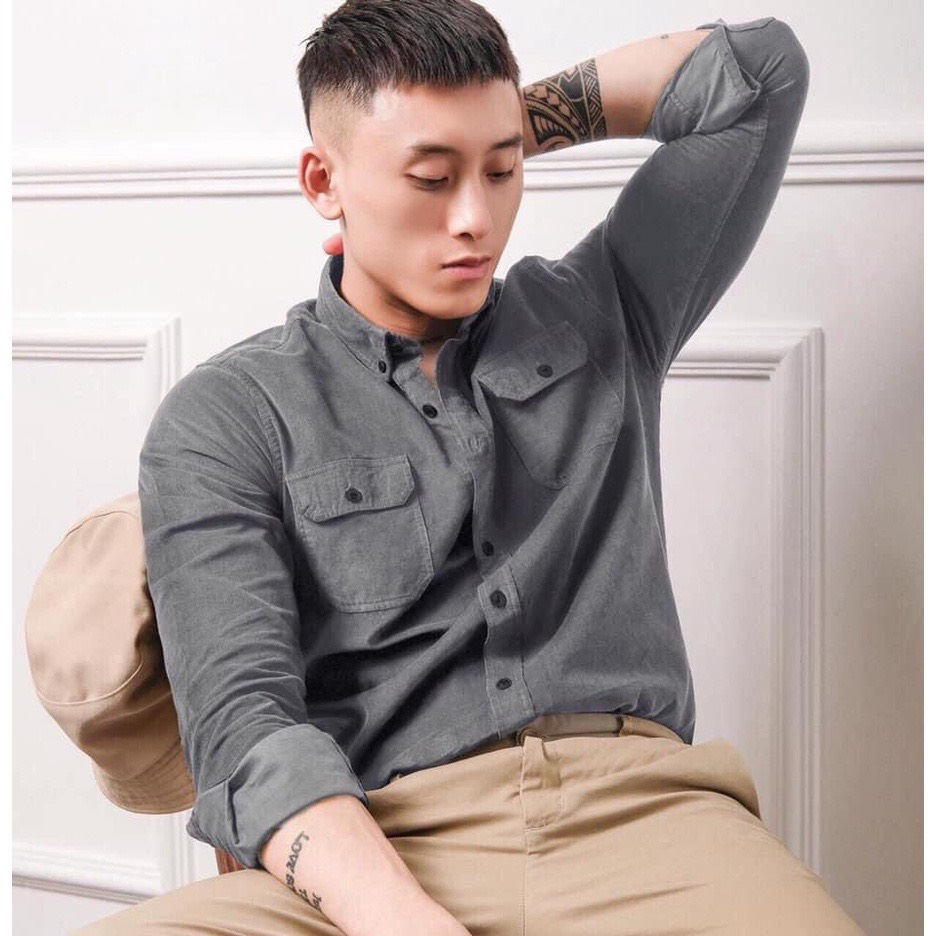 Sơ mi nam kaki 2 túi GEN ALPHA , chất vải kaki dày dặn, form slimfit thoáng mát GEN096