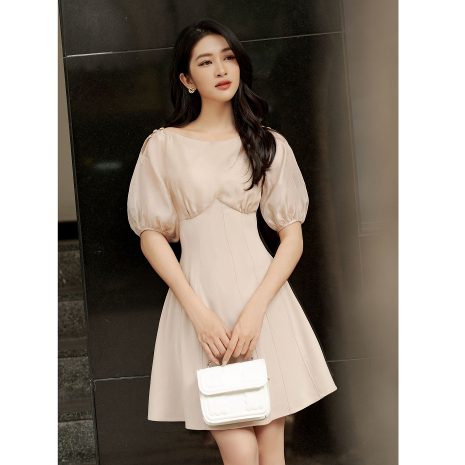 OLV - Đầm Beige Line Detailed Dress