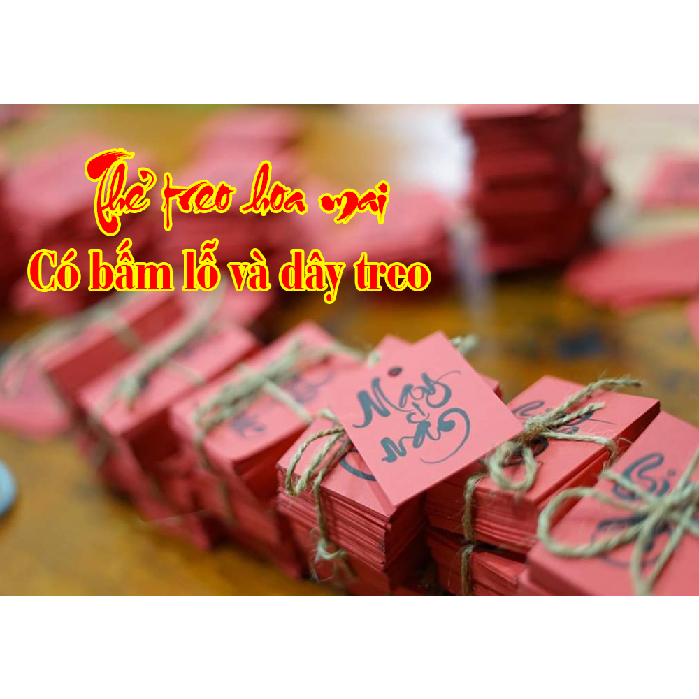 Set 100 thẻ treo cây mai cây đào trang trí tết có bấm lỗ sẵn và dây treo