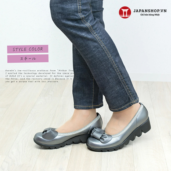 Giày da nữ 4,5cm Kosu 39050 da mềm, siêu nhẹ, chống thấm nước chính hãng Nhật Bản
