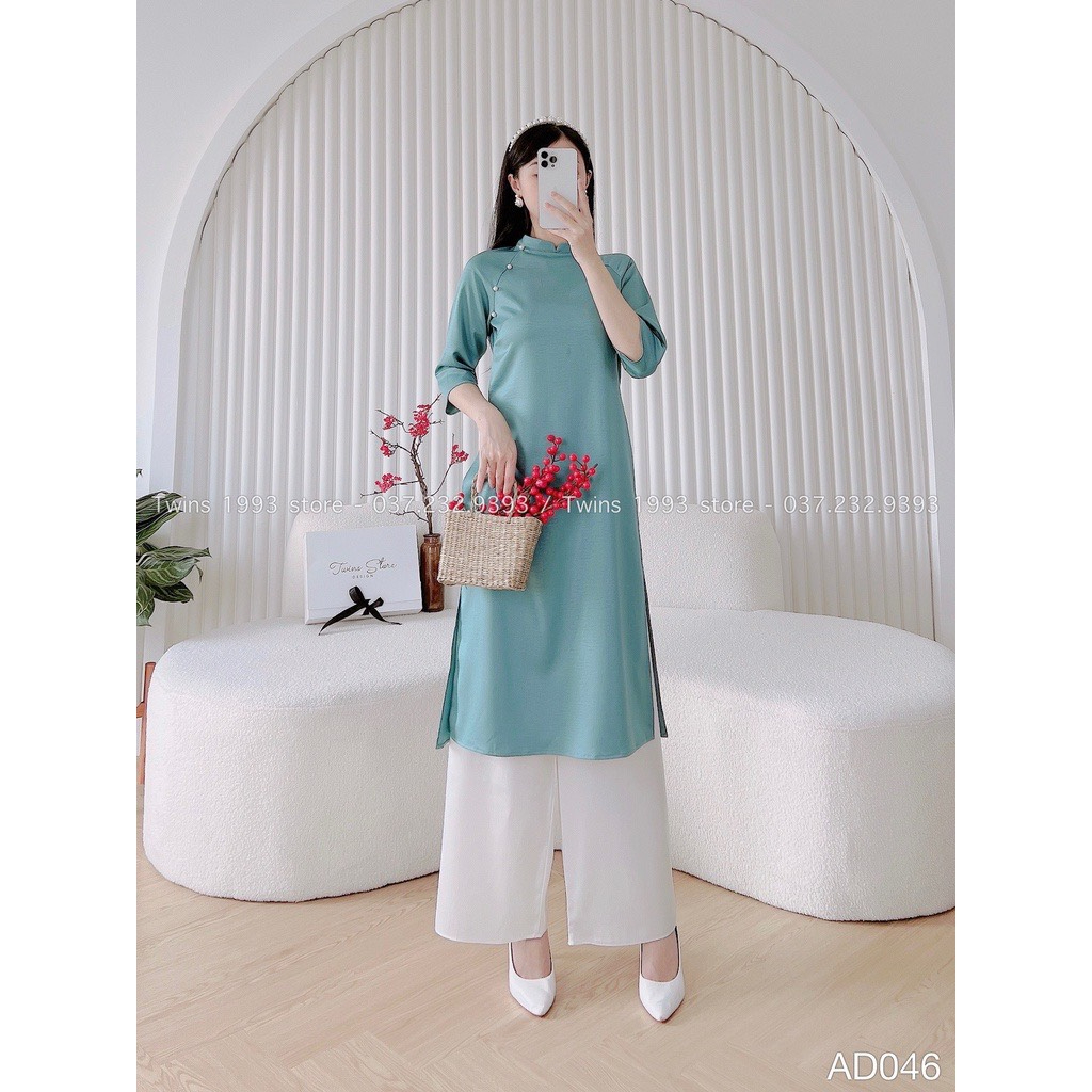 Áo Dài Cách Tân Truyền Thống Xưa Họa Tiết Trơn Nữ Đủ Màu