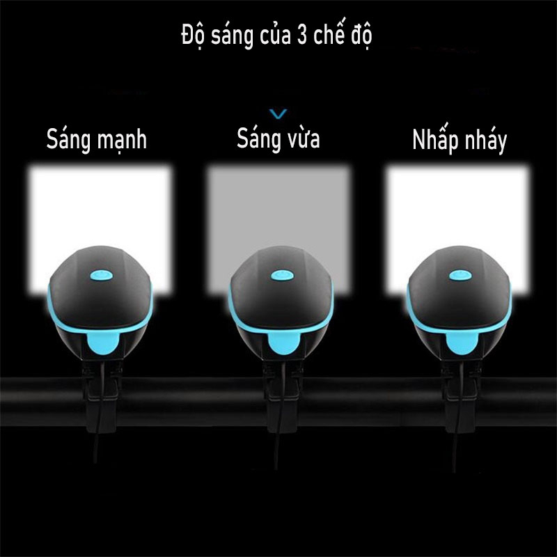 Đèn Xe Đạp Tích Hợp Còi Chống Nước Có Thể Sạc Lại Qua Cổng USB