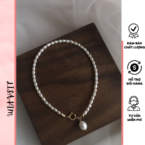 Vòng tay size 3-4 li hạt gạo khóa bạc xi và.n.g cực đẹp