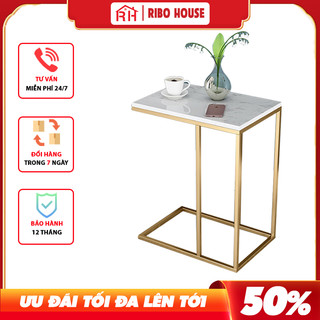 Bàn trà sofa RIBO HOUSE mặt đá kệ phòng khách, khách sạn, ban công, tiệm spa hình chữ nhật RIBO53