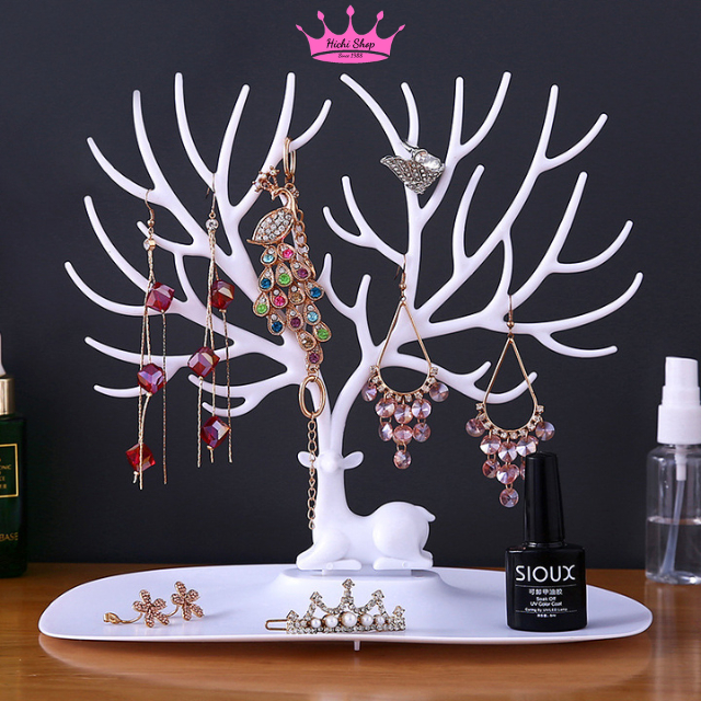 Giá treo trang sức hình con hươu, kệ trang sức bằng nhựa, cây treo phụ kiện trang sức