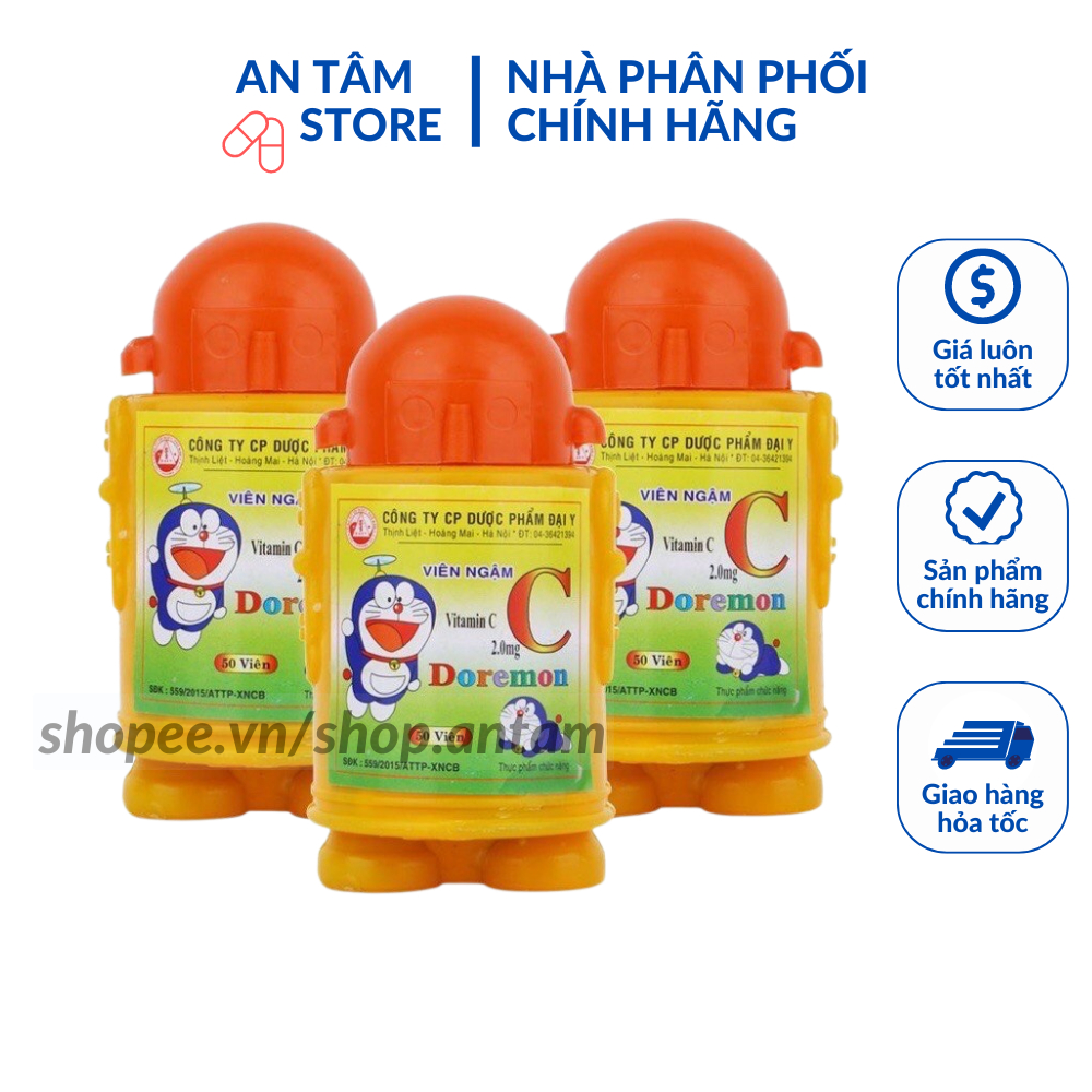 Viên Ngậm Vitamin C Doremon - Glucose C, Tăng Sức Đề Kháng Cho Bé (Lọ 50 Viên Nén Ngậm) [Chính Hãng]