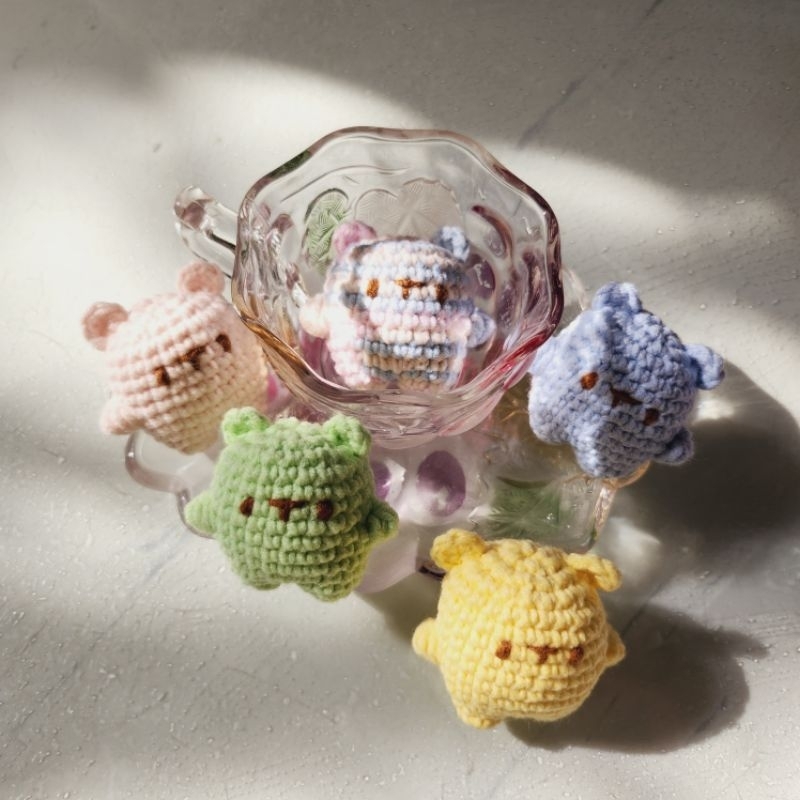 Móc khóa gấu răng móc len mini - Amigurumi tooth beary