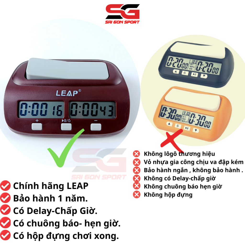 Đồng hồ chơi cờ vua, cờ tướng đếm giờ cho học sinh chính hãng LEAP 9907S - SÀI GÒN SPORT
