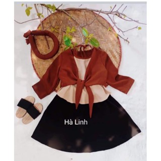 Bộ áo tứ thân cho bé gái từ 8_30kg . tặng kèm mấn