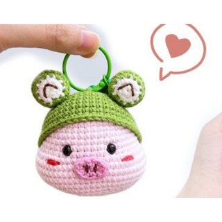 Móc khoá đầu heo len handmade
