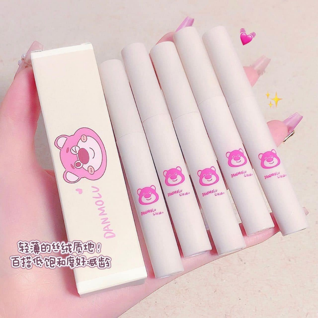 Set 5 Son Môi Gấu Hồng Năm Gói Màu Nhung Lì Không Dễ Phai Và Không Dính