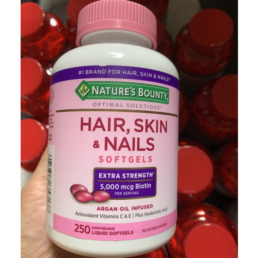 hair skin nails uống đẹp Da, Tóc, Móng Hair Skin Nail Nature's Bounty 250v Mỹ