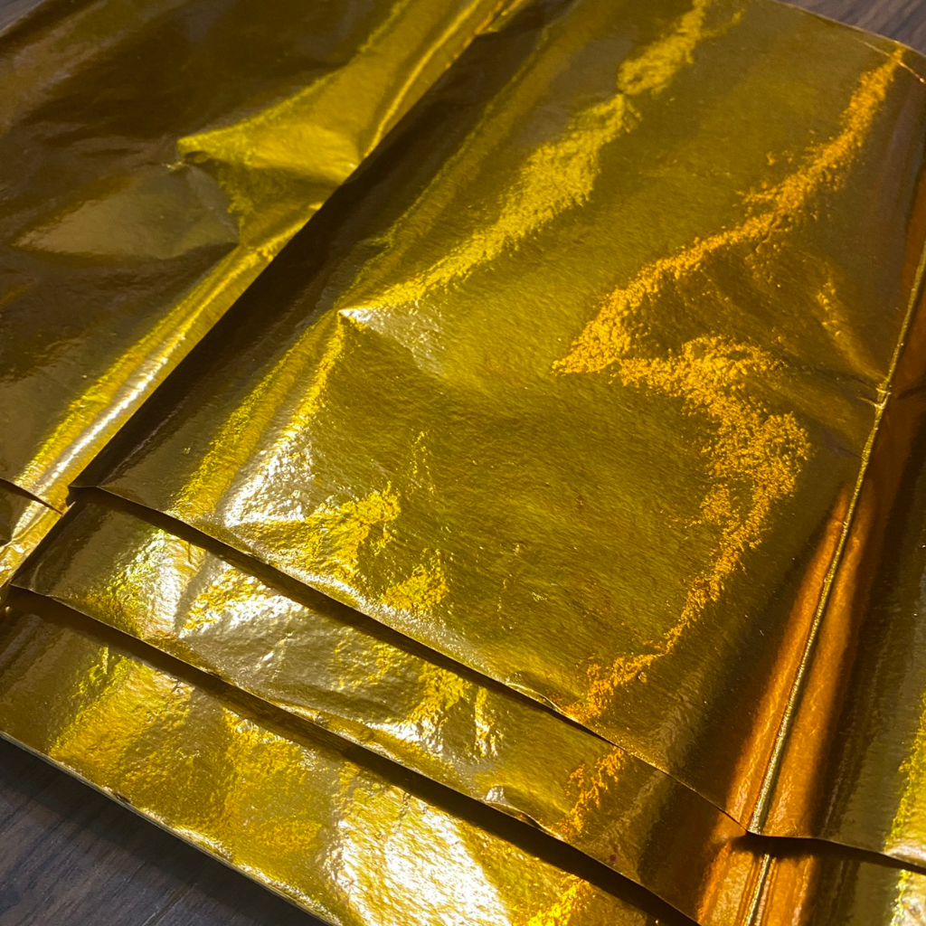 Giấy Tráng Kim chuyên dùng bốc bát hương 24*46cm, gói cốt thất bảo, tượng, bát hương, bốc mộ