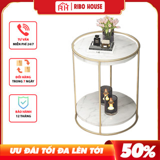 Bàn trà RIBO HOUSEmặt đá 2 tầng, trang trí phòng khách, ban công, tiệm nails spa mẫu 8 RIBO185