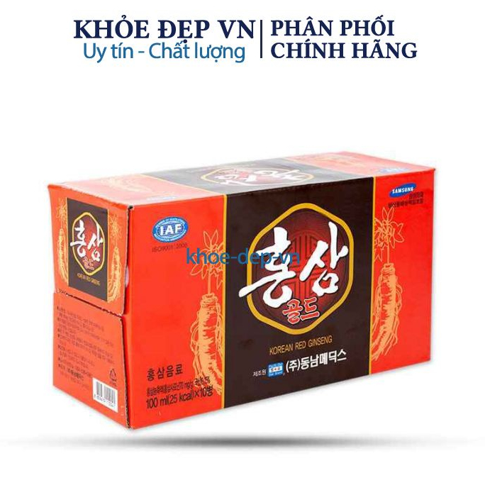 Nước hồng sâm Hàn Quốc Korean Red Ginseng – Tăng cường sức khỏe, kích thích não bộ - Hộp 10 chai x 100ml