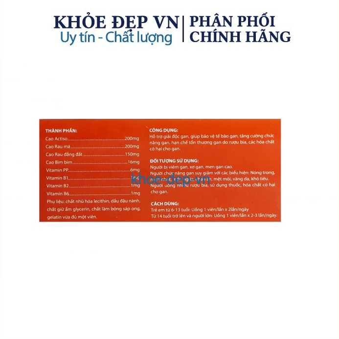 Viên uống  Actisonic giúp giải độc gan, bảo vệ bào gan, tăng cường chức năng gan - Hộp 50 viên