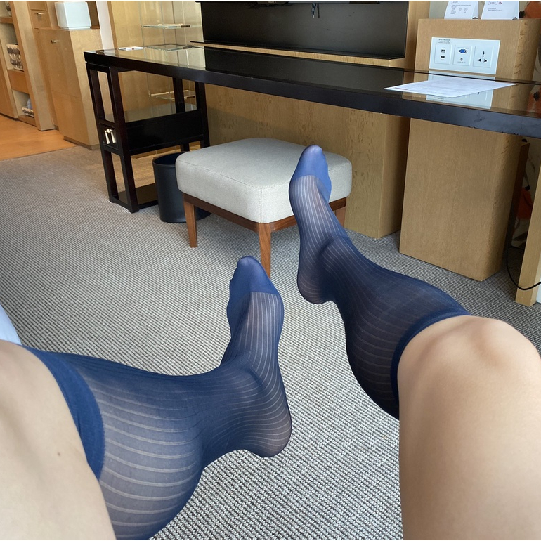 SS006 ZINNEG_Sheer Socks Xanh Trơn