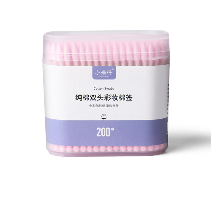 Hộp 200 cây tăm bông ngoáy tai 2 đầu tròn và dẹt/ Tăm bông tiệt trùng chất lượng tốt lụa cotton bông mềm an toàn cho tre