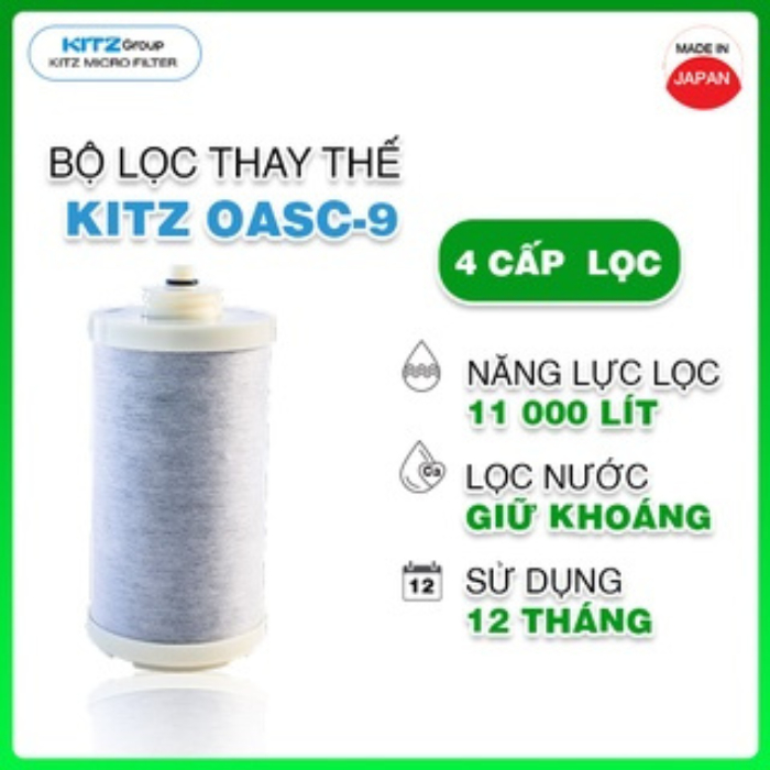 Lõi lọc nước Kitz OASC-S9 thay thế cho Kitz OSS-TS9 - Công nghệ màng lọc sợi rỗng Nhật Bản, lọc đến 7500 lít nước