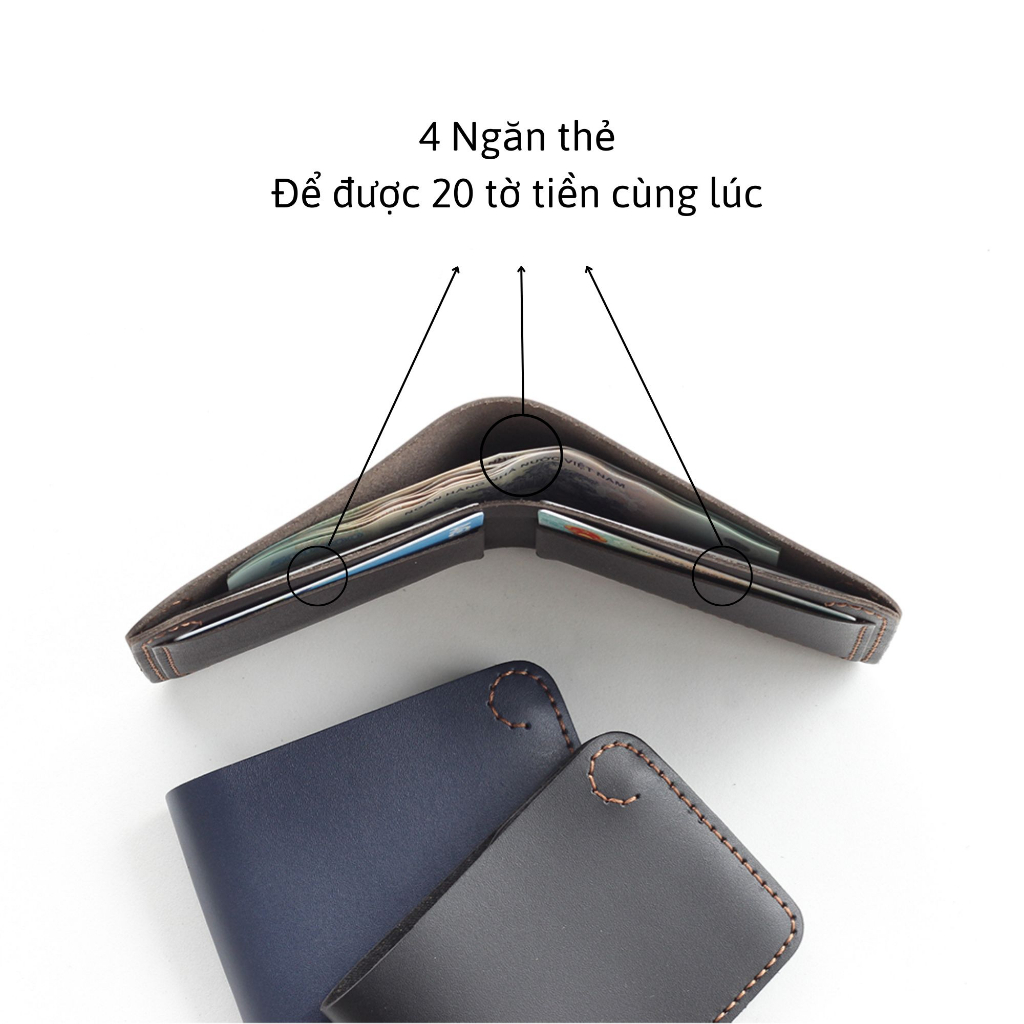 Ví sen 4 , da bò thật , bóp mini nhỏ gọn AMADIO