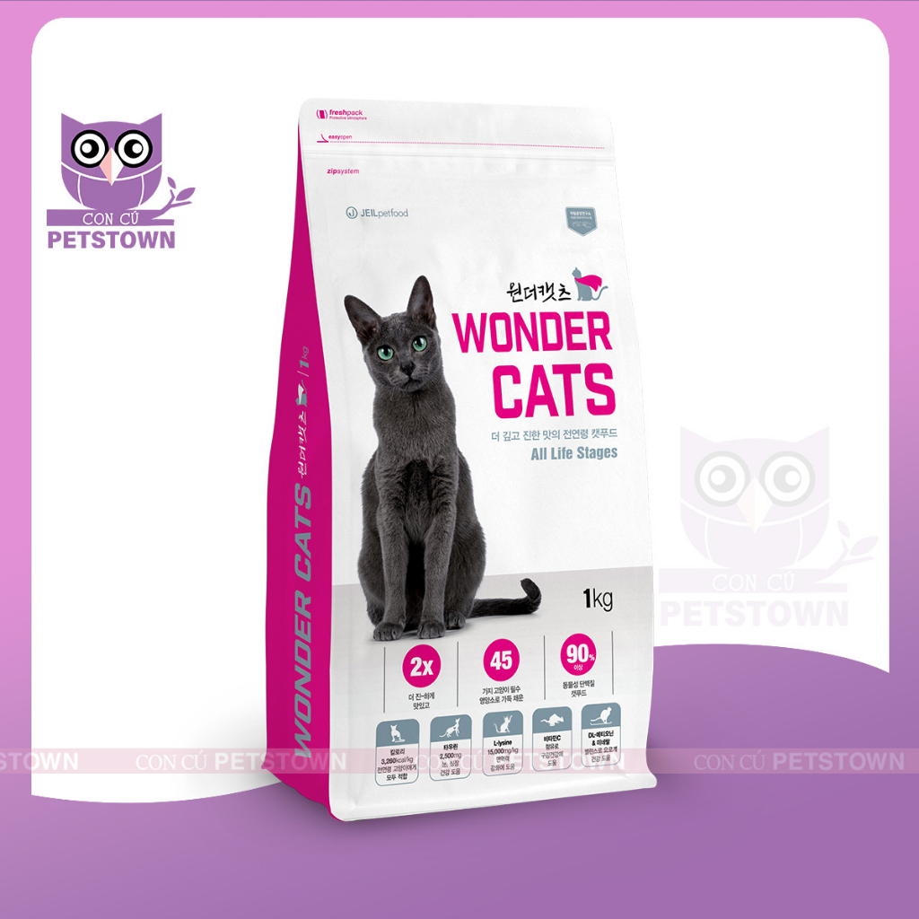 WONDER CATS - Thức ăn hạt Cho Mèo Mọi Lứa Tuổi nhập khẩu Hàn Quốc