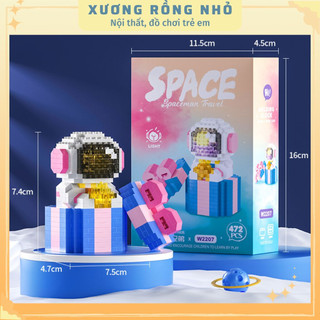 Mô hình phi hành gia có đèn Space bricks, đồ chơi lắp ráp Phi Hành Gia 3D Có Đèn