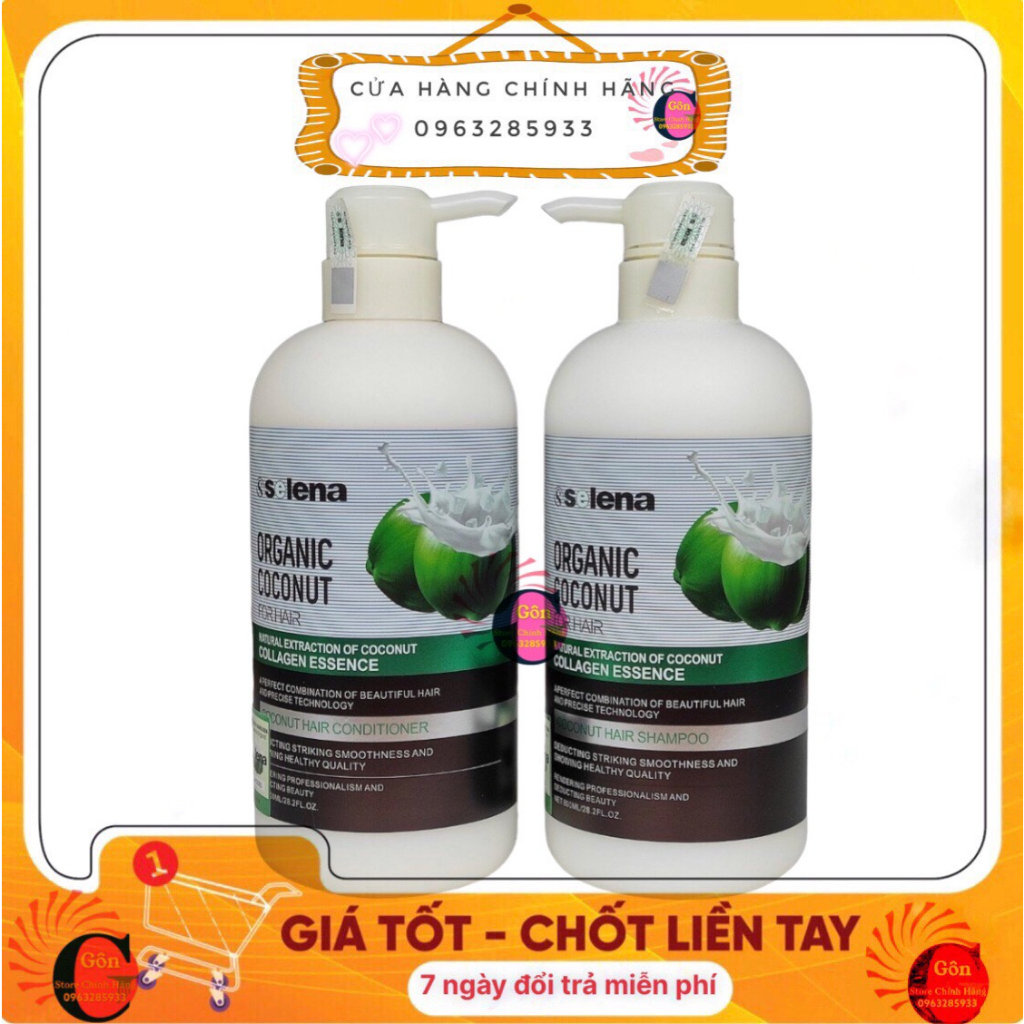 Bộ Gội Xả Dừa Selena Kích Thích Mọc Tóc Nuôi Dưỡng Phục Hồi Tóc Khô Sơ 800ml x 2