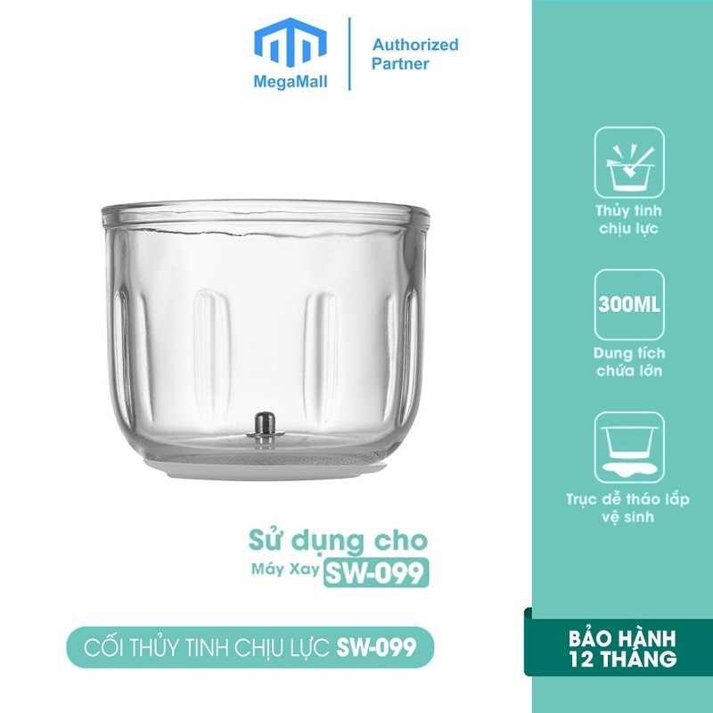 Cối máy xay thực phẩm mini đa năng SAMONO SW099 - 300ml, thủy tinh chịu lực