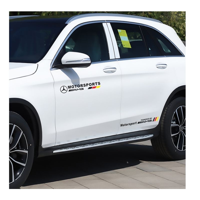 Bộ 2 tem decal dán sườn, cửa xe ô tô phong cách AMG MOTOR SPORT