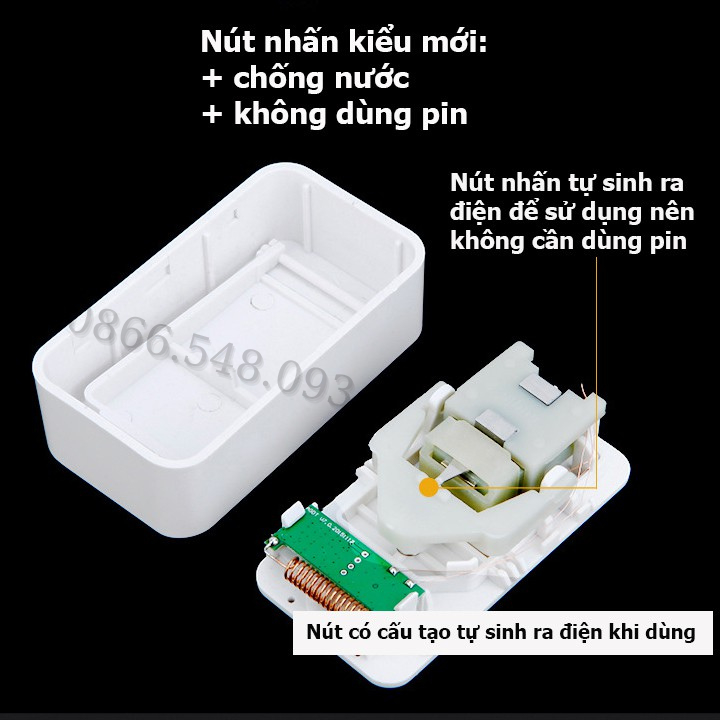Chuông cửa không dây, không dùng pin, chống thấm nước - Chuông không dùng pin V207