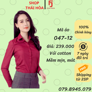 Áo sơ mi Thái Hòa vải mềm thoáng mát co giãn màu đỏ đô 2869 047