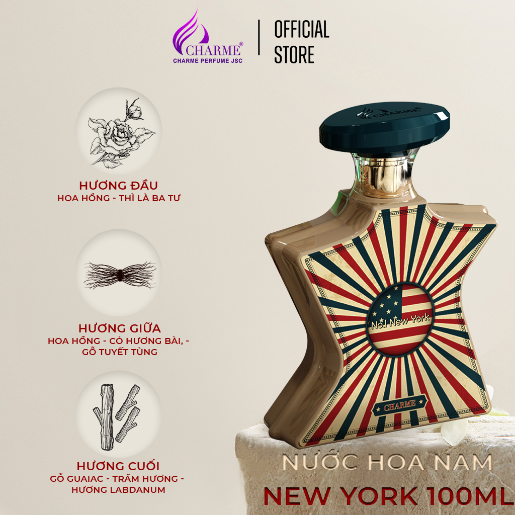 Nước hoa unisex cao cấp, Charme N0.1 NewYork, kết hợp gợi cảm, mùi hương gỗ và hương cay nồng, 100ml