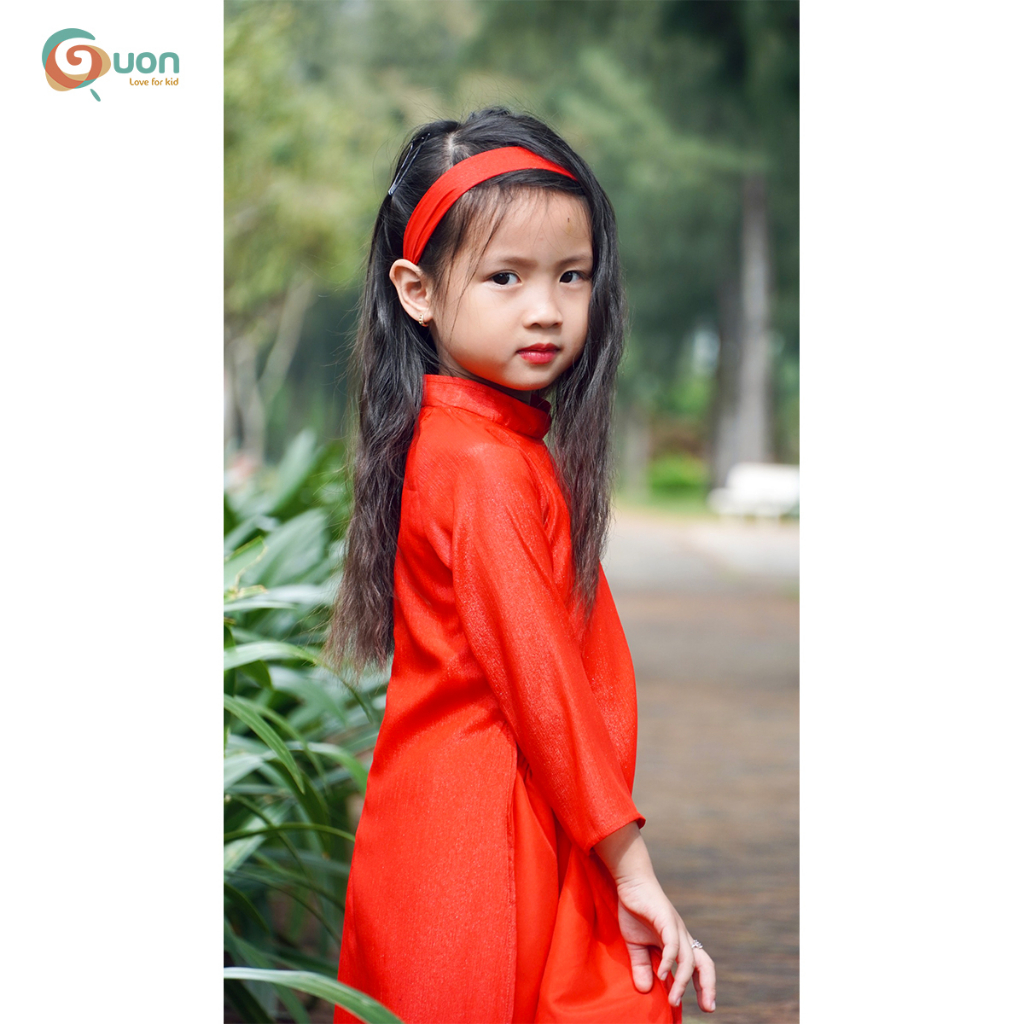 A﻿́o dài Tết 2 tà cho bé 1 2 3 4 5 6 7 8 9 10 tuổi - GUON