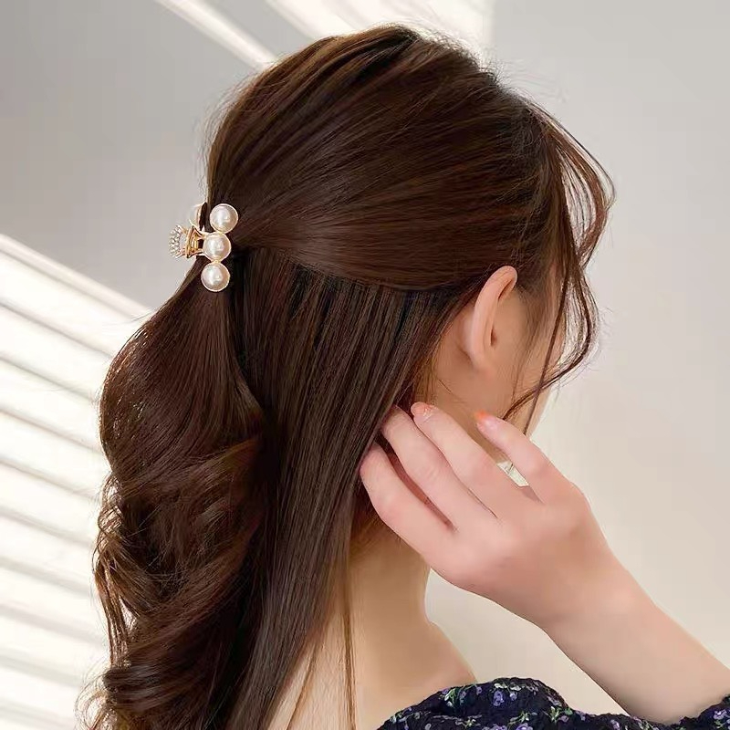 Kẹp Tóc Nửa Đầu Đính Hạt Siêu Xinh