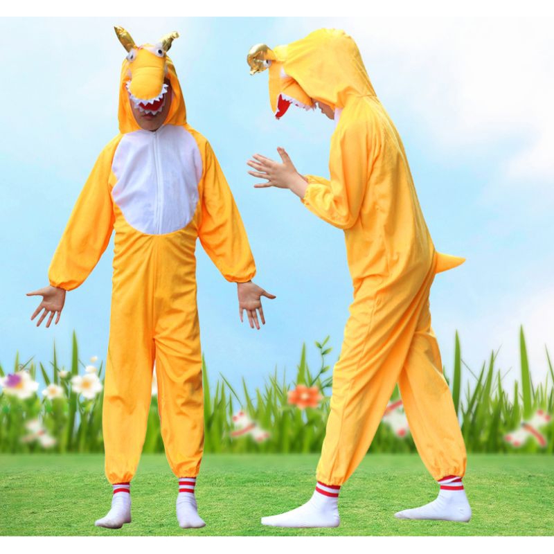 (CÓ SẴN) Bộ Đồ Hoá Trang Con Rồng Vàng Cho Trẻ Em và Người Lớn, Trang Phục Các Con Vật Trong 12 Con Giáp Cực Dễ Thương