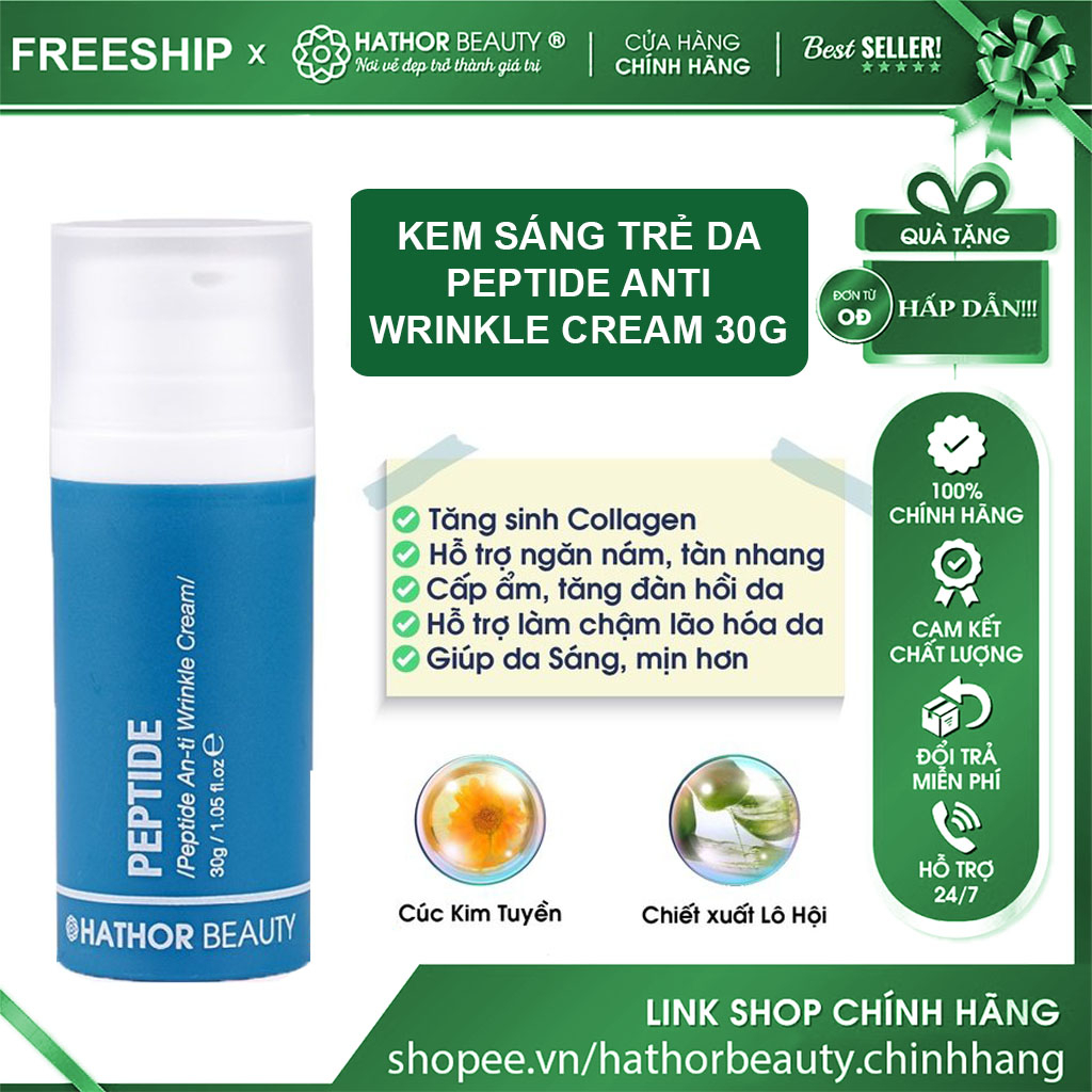 SIÊU PHẨM KEM LÀM TRẮNG, PHỤC HỒI, CẤP ẨM DA | PEPTIDE ANTI WRINKLE CREAM | HATHOR BEAUTY (MẪU MỚI)