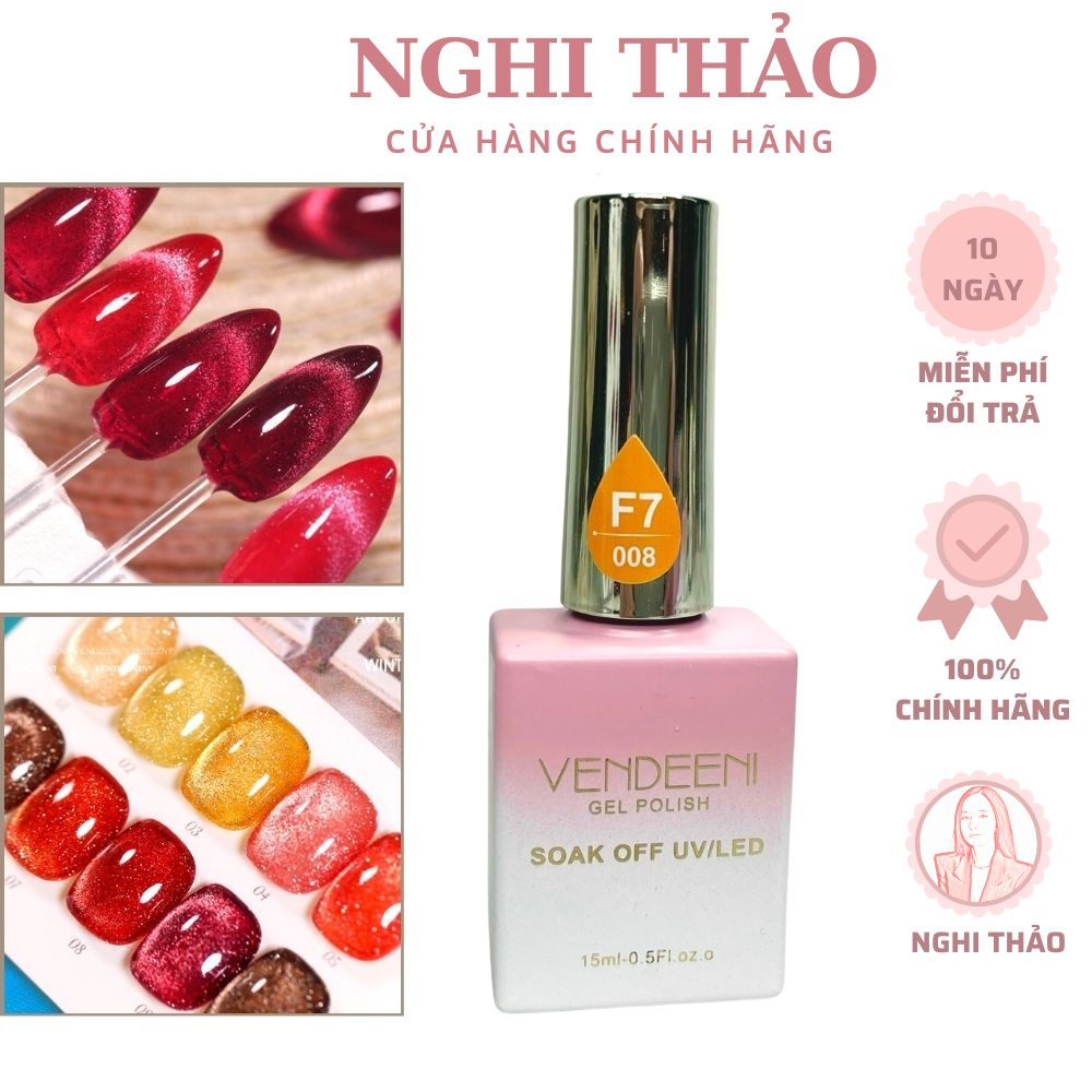 Sơn mắt mèo kim cương VENDEENI màu đỏ 15ml
