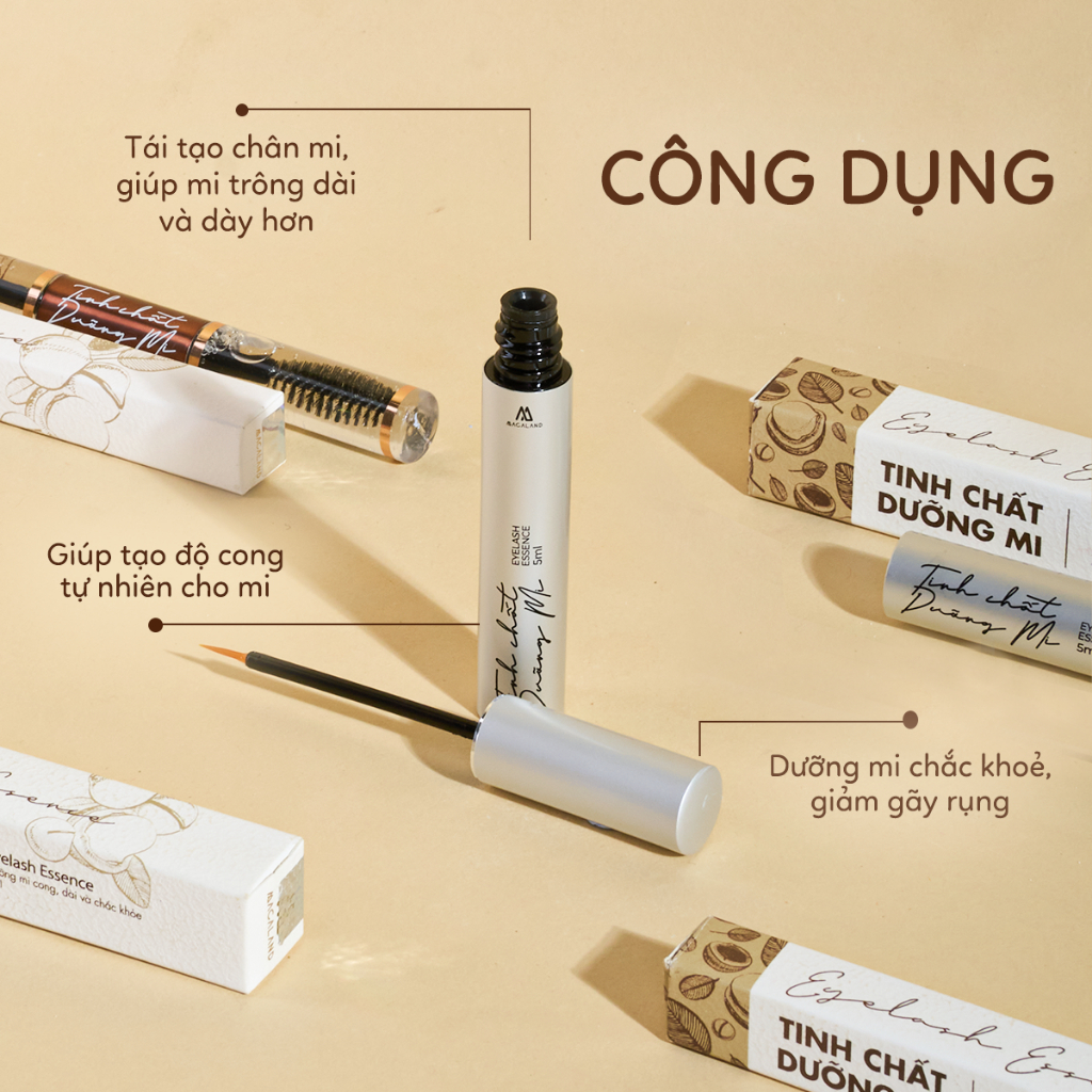 Tinh chất dưỡng mi dài cong chỉ sau 2 TUẦN 5ml/10ml MACALAND chiết xuất Mầm Đậu Xanh, Dầu Mắc Ca, Cỏ Ba Lá Đỏ, Lô Hội