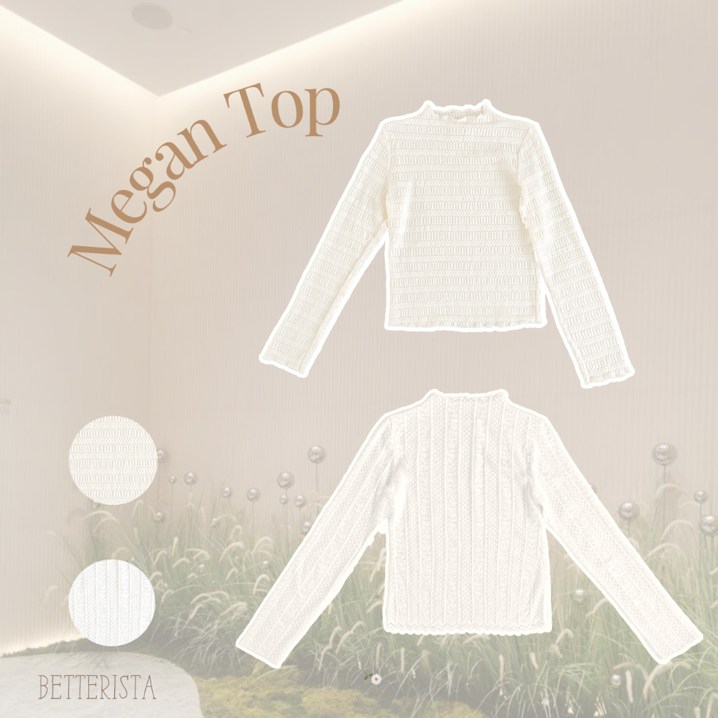 Áo ren Megan màu kem cổ cao Betterista