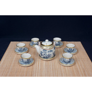Bộ ấm chén men rạn bọc đồng