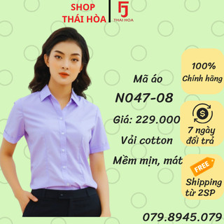 Áo sơ mi Thái Hòa cổ đức vải mềm màu tím nhã nhặn 047